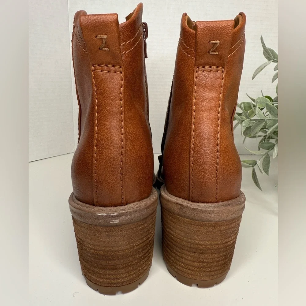 Zodiac Greyson Block Heel Womens Ankle Boots Size 10M in Brown/Cognac Streetwear